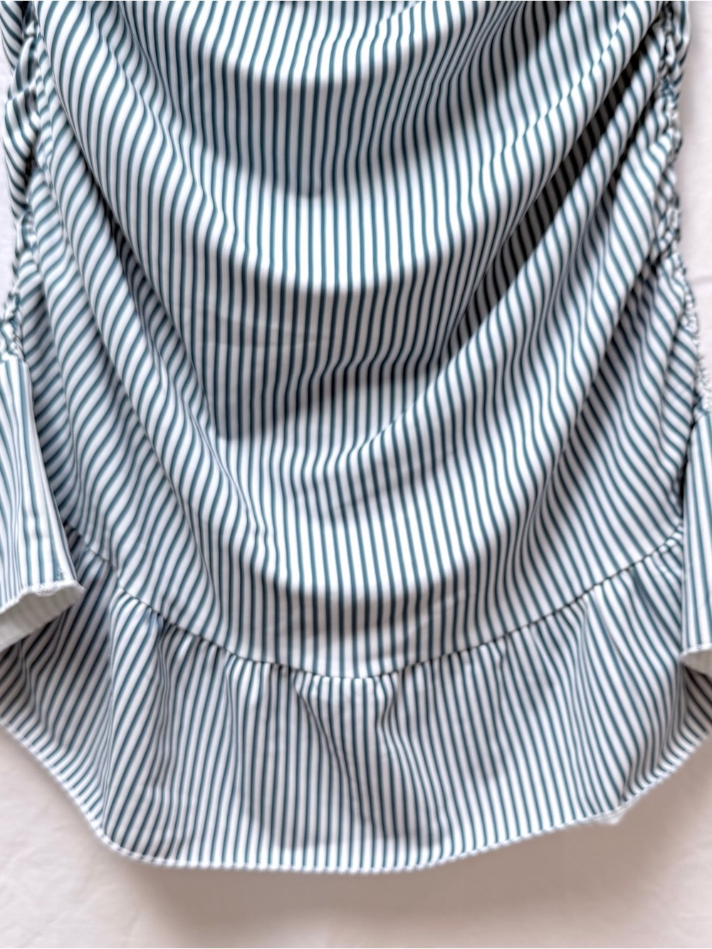 Edited Gaia Gathered Mini Dress Blue and White Strapless Dress - Picture 4 of 8